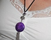Purple Pendant necklace, Long bohemian purple gemstone pendant, bohemian jewelry