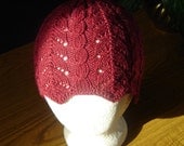 Eaton Cap - Lace knitted cap pattern in 2 variations:  Beaded and Non-Beaded