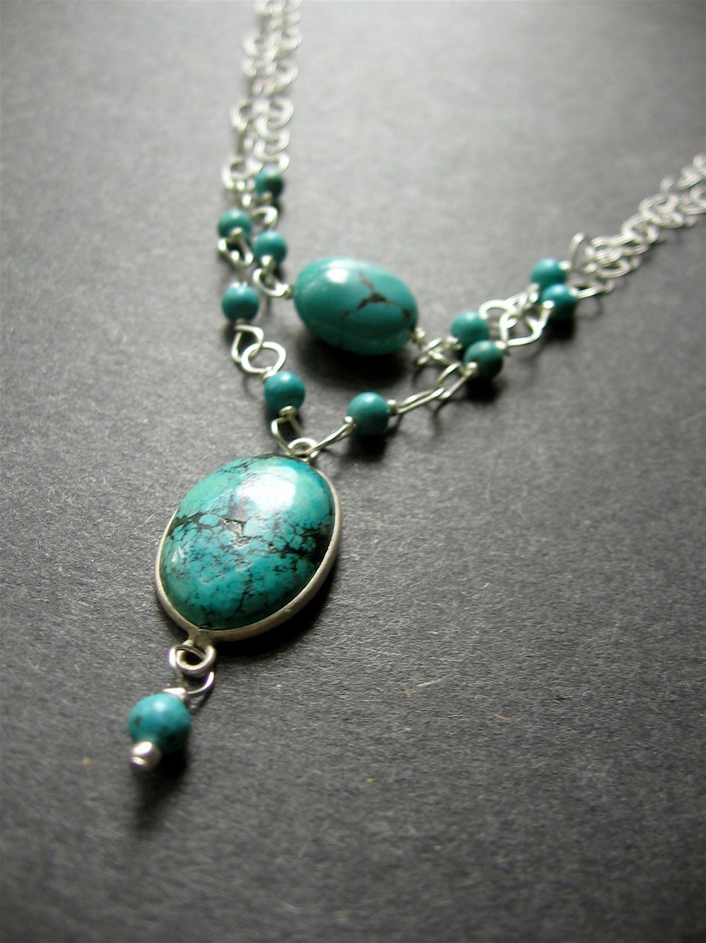 Turquoise Necklace. Wire Wrapped Necklace. Turquoise. Sterling Silver - Marley Necklace