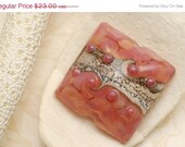 ON SALE 40% OFF Pink/Soft Orange Pillow Focal Bead - Handmade Glass Lampwork Beads - 11816404