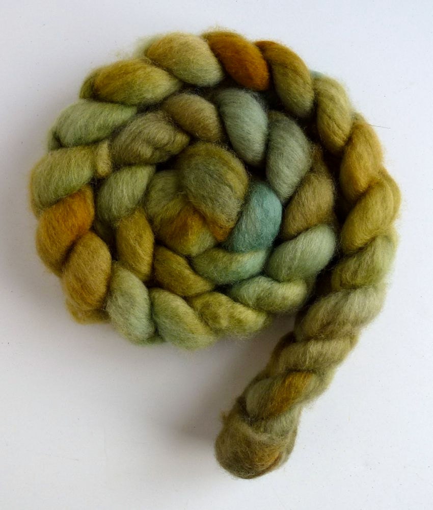 BFL Wool Roving - Hand Painted Spinning or Felting Fiber, 4 ounces, Earth Tonal