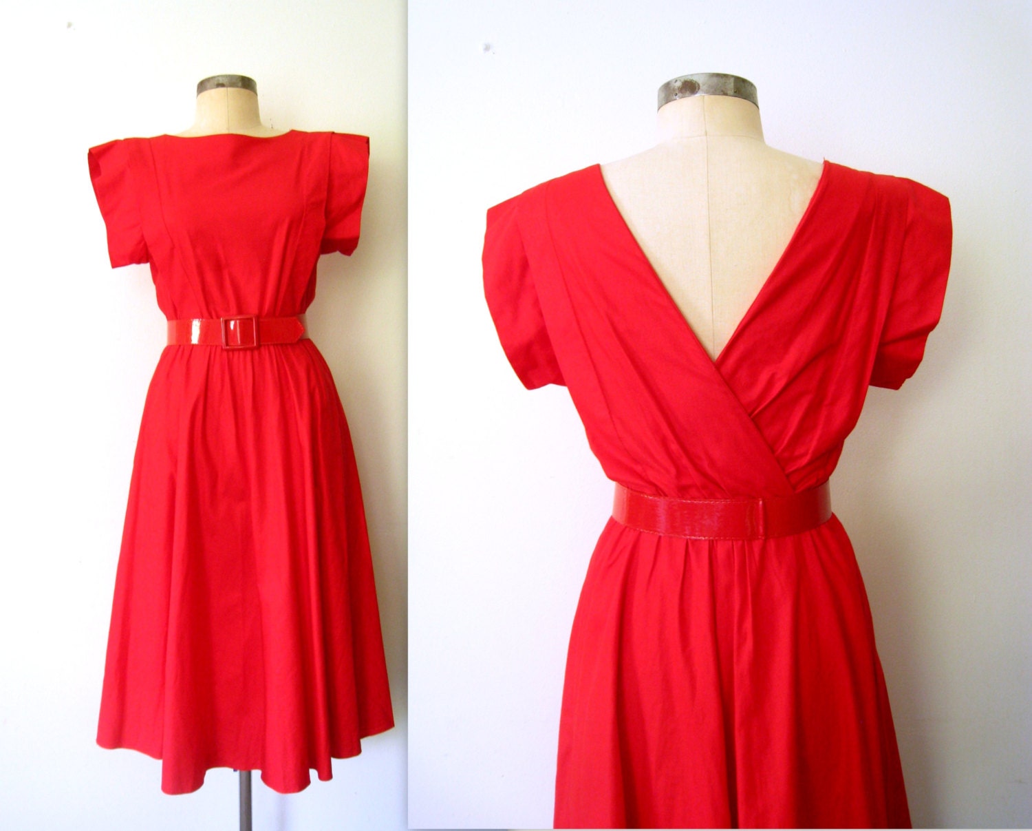Full Skirt Dress // Red Dress // Cherry Girl