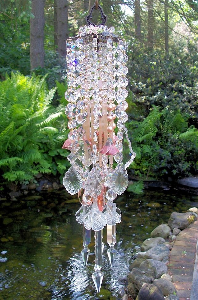 Jeweled Rose Lovers Antique Crystal Wind Chime