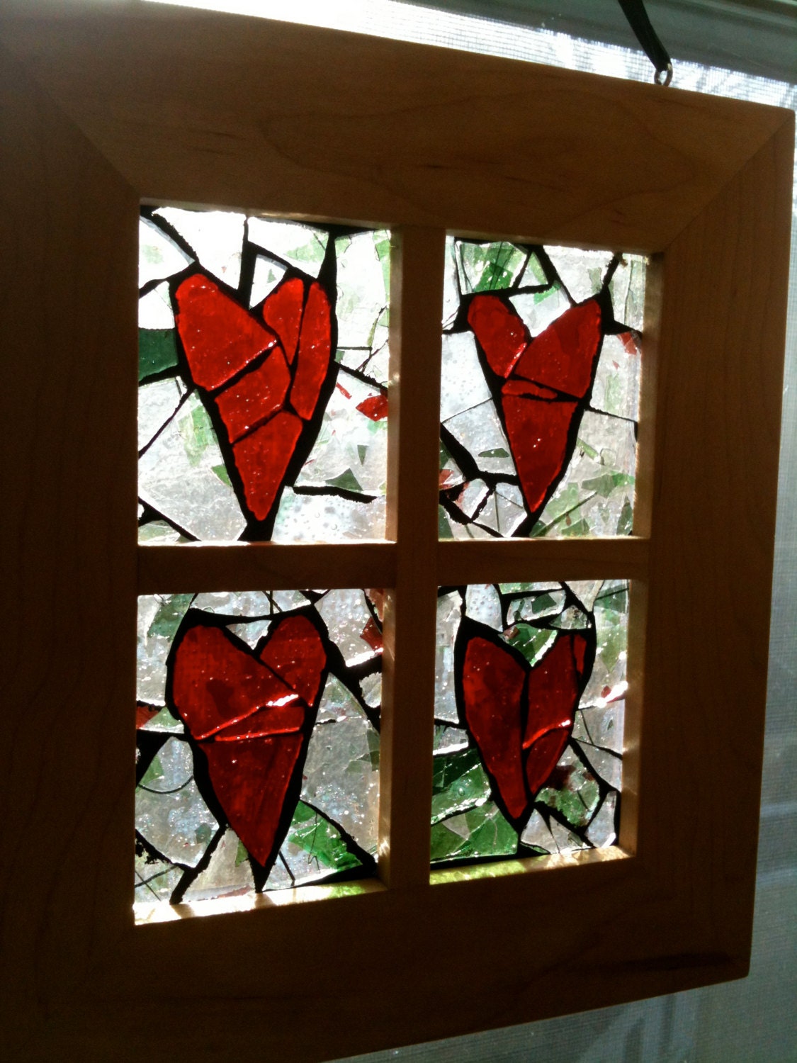 1-1 four hearts mosaic window
