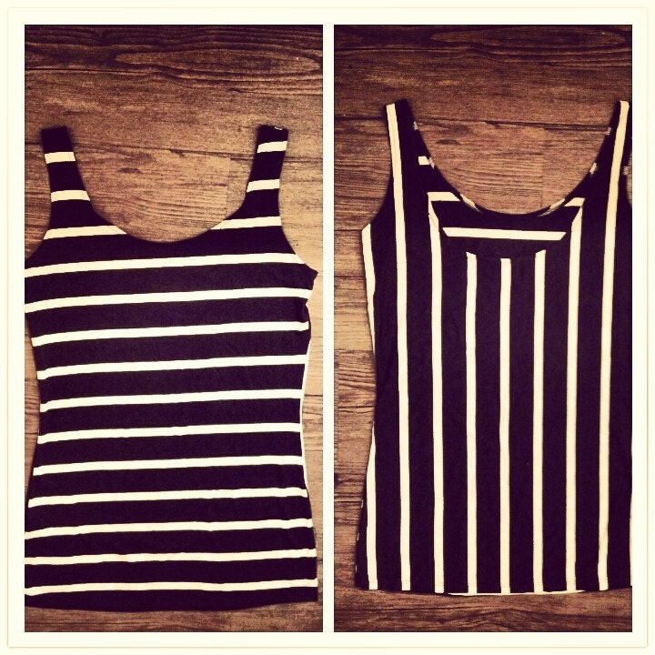 Lovers Stripe Slim Fit Low Back Tank Top Modal Jersey Small Medium Large