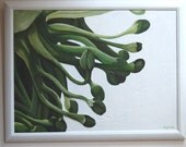 Broccoli Vegetable Painting - String Art - Original Mixed Media