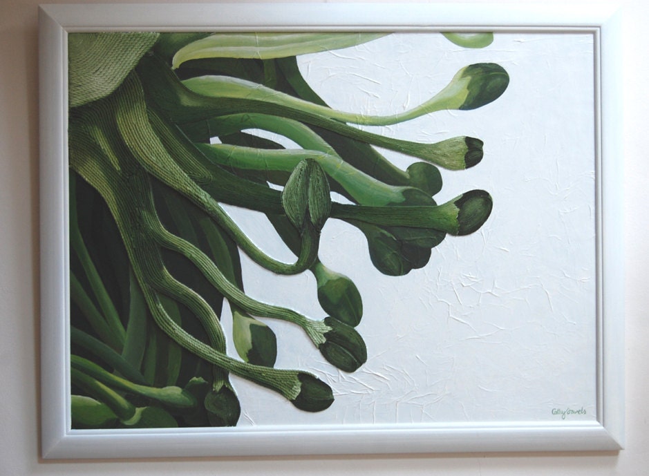 Broccoli Vegetable Painting - String Art - Original Mixed Media