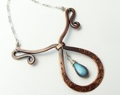 Copper Labradorite Sterling Teardrop Necklace