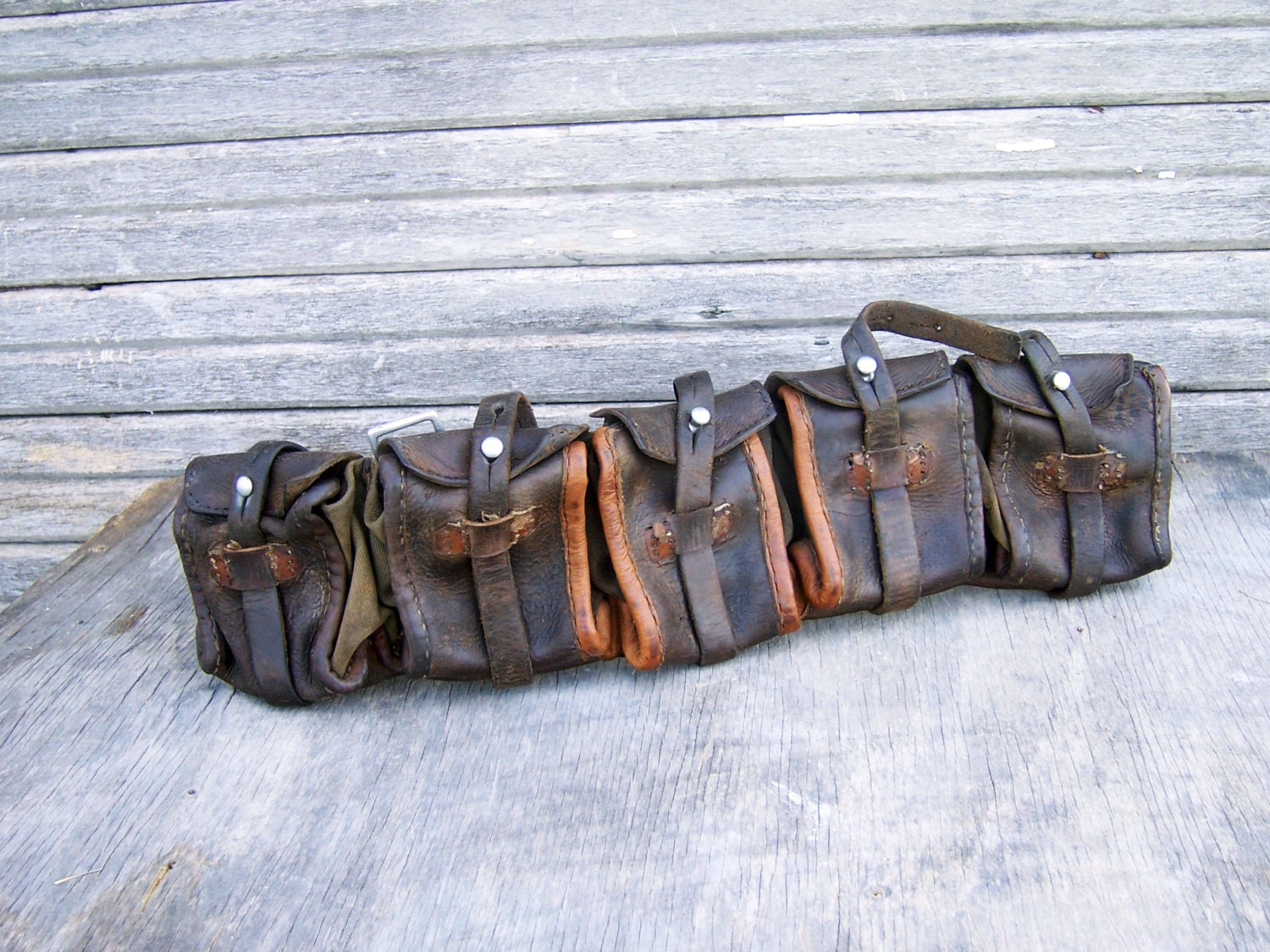 Vintage Leather Bandoleer Ammo Belt Steampunk Adventurer Bandolier Steam Punk LARP Cosplay WW2  Goggles