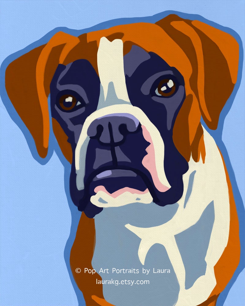 8x10 Pop Art Boxer Dog Print of Painting Signed by Artist