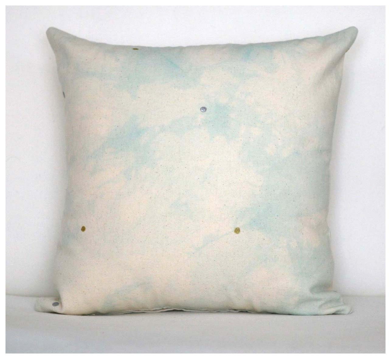 Dots Mint Hand Dyed Pillow with Silver and Gold painted Dots