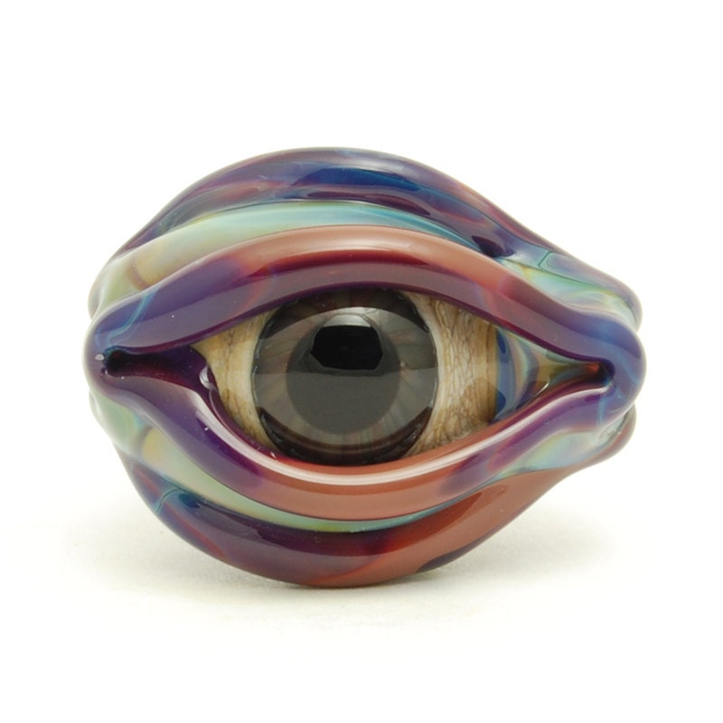 Evil Eye 3 Sided Lampwork Glass Bead, Handmade Jewelry Supplies, Craft Supplies, OOAK, SRA