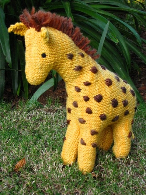 South African Gerry Giraffe Knitted Toy, Merino Yarn, Large, Handknit