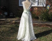 Lace Wedding Gown Vintage inspired ivory and Green