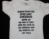 SPRING SALE Cute Funny Baby Onesie Bodysuit Boy Girl Cheerios on my mind Mommy on my Mind Infant Baby Humor Creeper Childrens clothing
