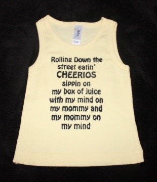 SPRING SALE Cute Funny Baby Pale Yellow Tank Top Boy Girl Cheerios on my mind Mommy on my Mind Infant Baby Humor Creeper Childrens clothing