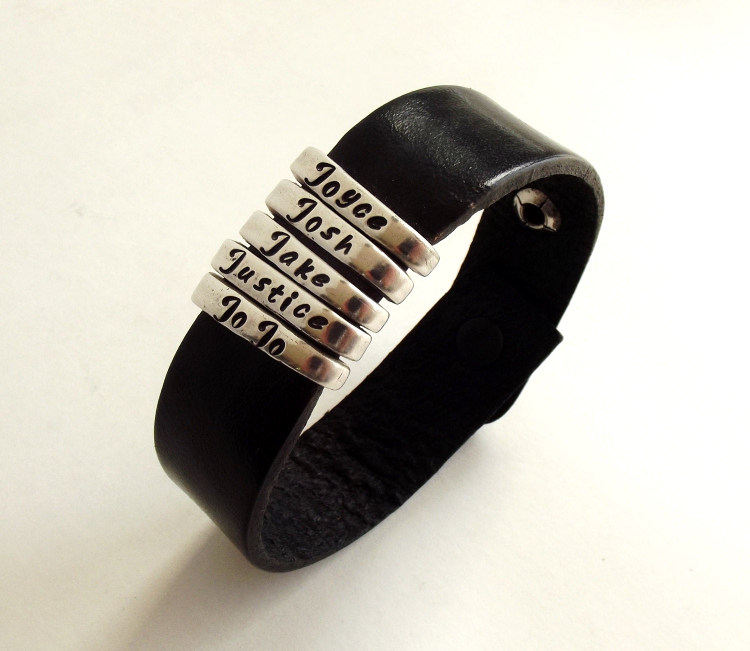 Personalized Leather Strap Fork Tine Silverware Bracelet-Silverware Jewelry