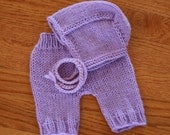 Knit Short Pants and Pilot Cap set.  Newborn.