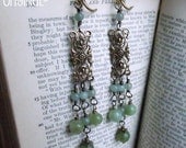 Earrings - Elizabethan Earrings - Tudor Earrings - Jade Earrings - Jade Filigree Earrings - Elizabethan Jewelry