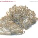 Hand Knit Lacy Ruffled Scarf - Ivory and Gold Metalic Trim - Fashion Accessory - Made to Order