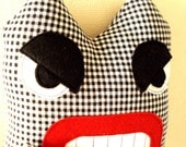 Angry Monster Black and White Plaid Softie Plush Toys