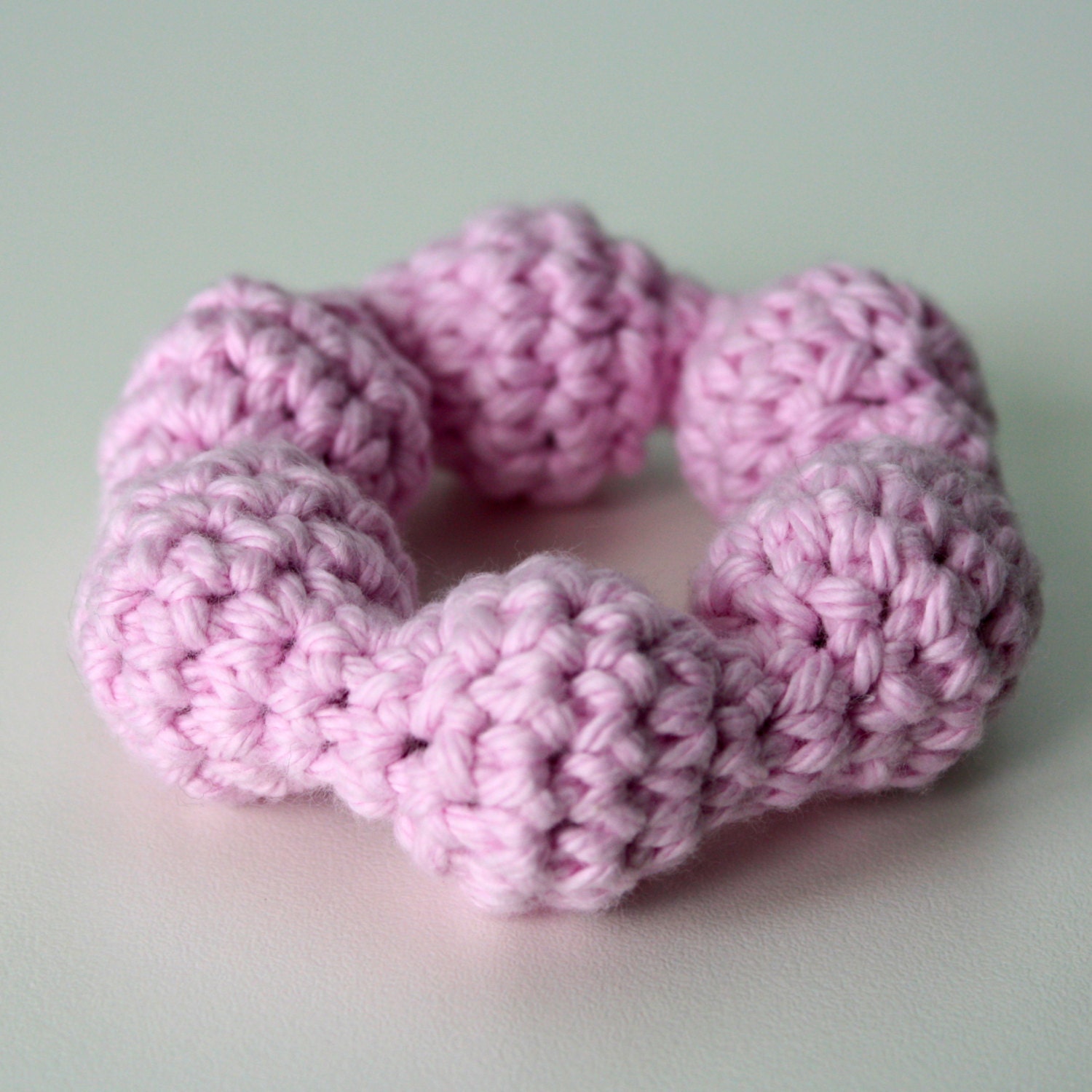 Soft Pink Cotton Baby Rattle, Teething Ring