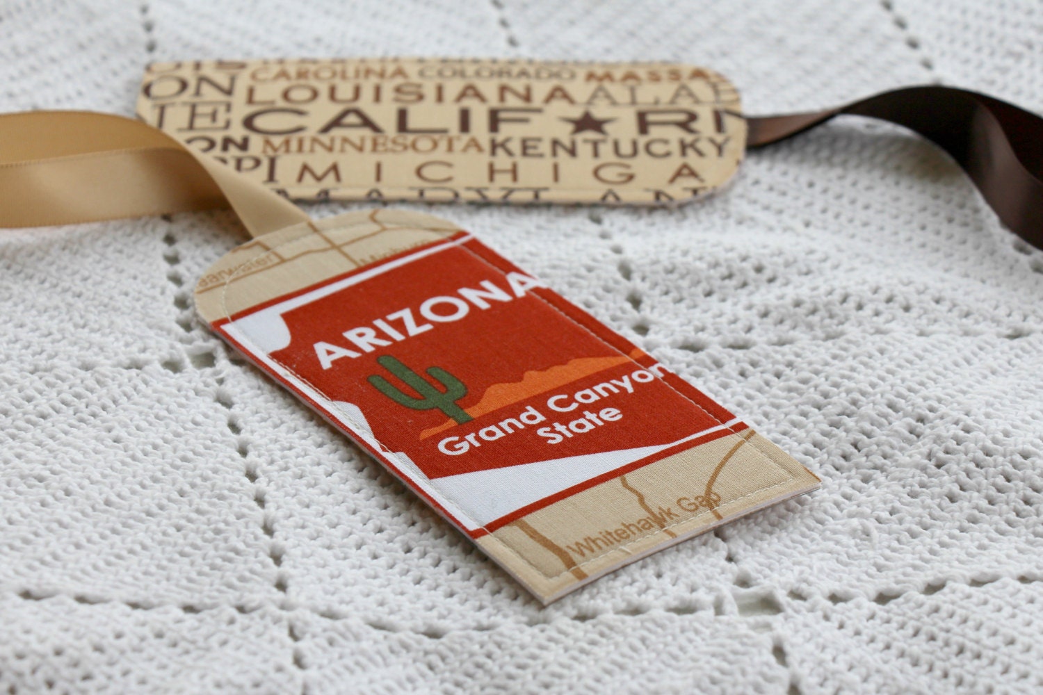 Set of 2 Luggage Tags - Road Trip 4 - State Names, Vintage State Signs, State Map
