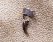 Real single red fox claw on silver-plated brass ear cuff