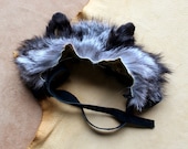 Fox ears headdress - real eco-friendly silver fox fur ears costume for totemic ritual and dance