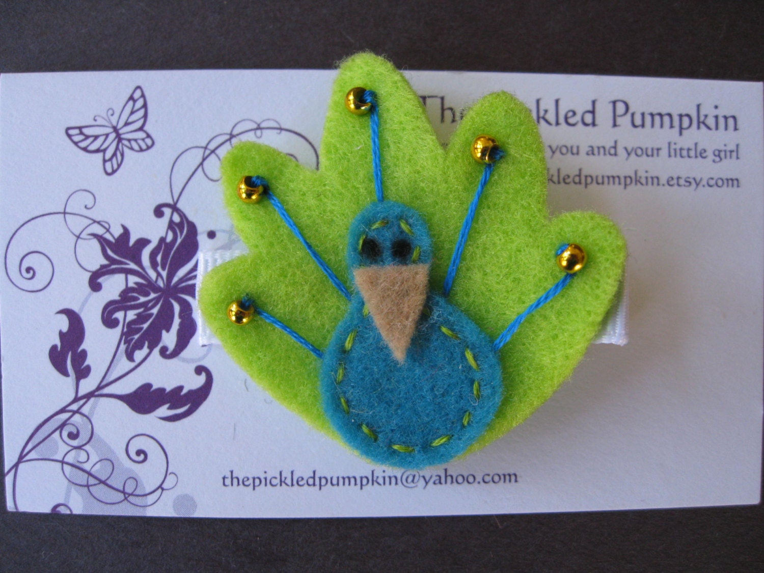 Peacock Felt Clip