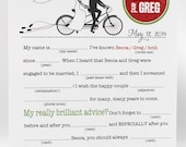 Bride & Groom on Bike Mad Libs PDF FILE Print Yourself Colors are Customizable