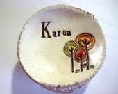 Bridesmaid Gift Dishes Round Fall Trees Set of Five (5) Personalized Dish Design No. 10