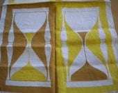 Vintage Martex  Saffron Yellow Atomic Print Tea Kitchen Towel  NWOT
