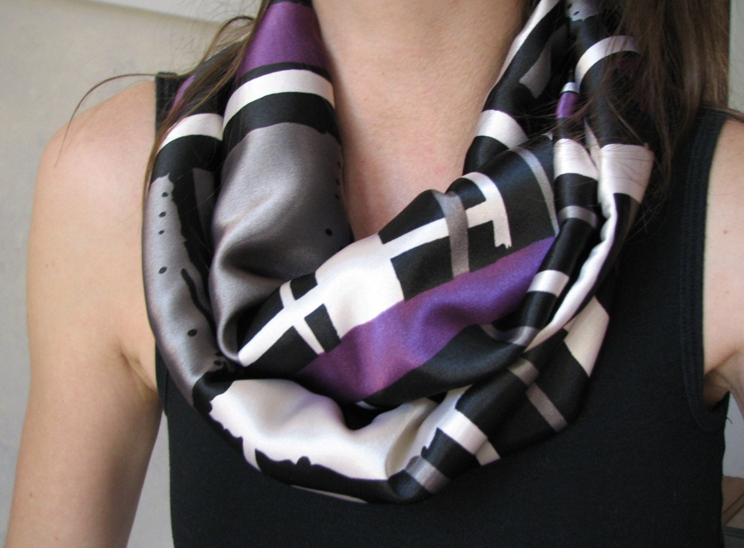 Purple Satin Infinity Scarf