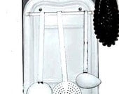 Vintage 1930s French Enamel Utensil Wall Rack