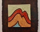 Ceramic Tile Wall Plaque (mint green, red, honey-yellow, light blue) - Meagan Chaney Gumpert (03-30)