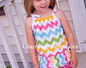 Ruffle Tank Top and Shorts Set Outfit for Toddlers and Girls in Candy Coated by Charming Necessities Multi Chevron