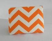 Makeup Bag Cosmetic Bag in  Tangerine Chevron