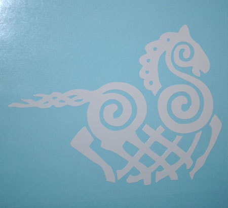 Viking Odin Sleipnir white vinyl decal