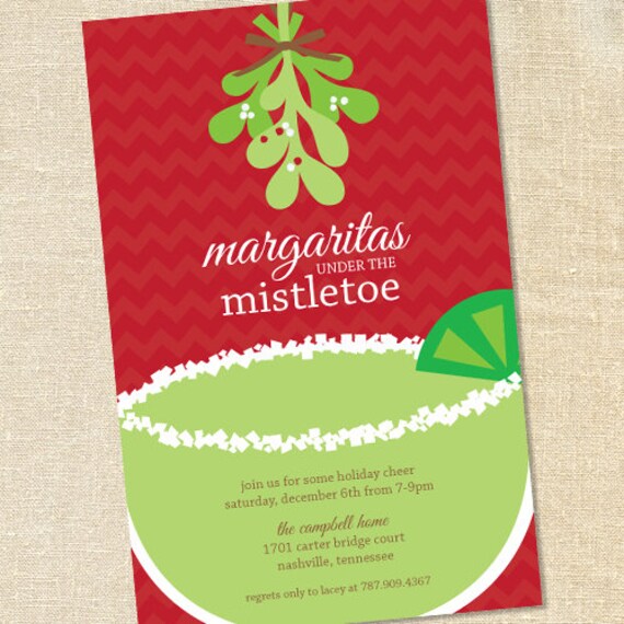 Sweet Wishes 20 Margaritas under the Mistletoe Christmas Cocktail Party Invitations - Custom Quantities (As Low as 1.19 Each) Il_570xn