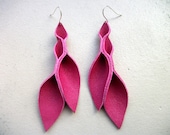 Petal Collection: Hot Pink Leather Petal Earrings