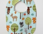 Woodland Baby Bib / Snap Bib / Baby Boy / Cotton and Organic Flannel / Infant Bib / Baby Shower gift