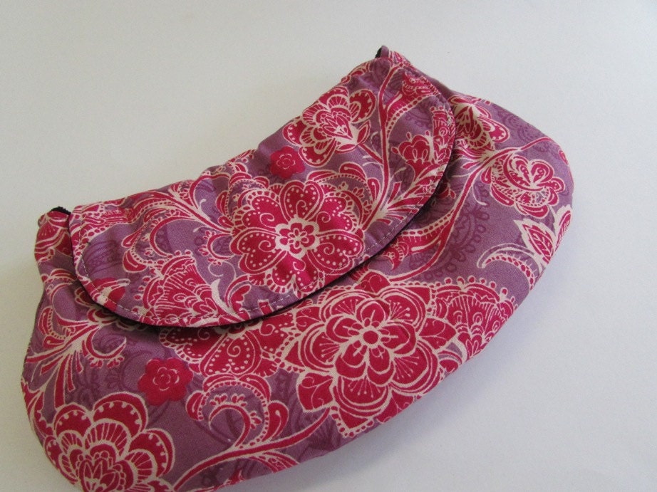 Reserved for Jennifer - Reversible Clutch - Black Corduroy - Pink and Purple Floral