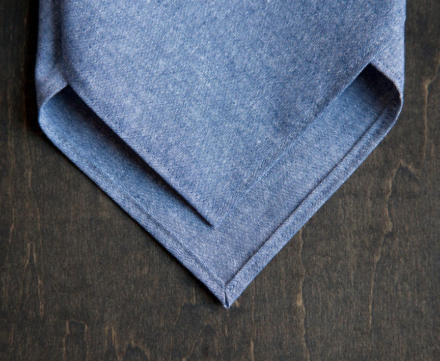Denim Handkerchief Pocket Square Custom Cross Stitch Monogram or Date