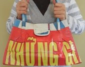 Recycled Material - Eco Shoulder Tote - Retro Doctor's Bag - Medium Purse - Eco Handbag - Diaper Bag