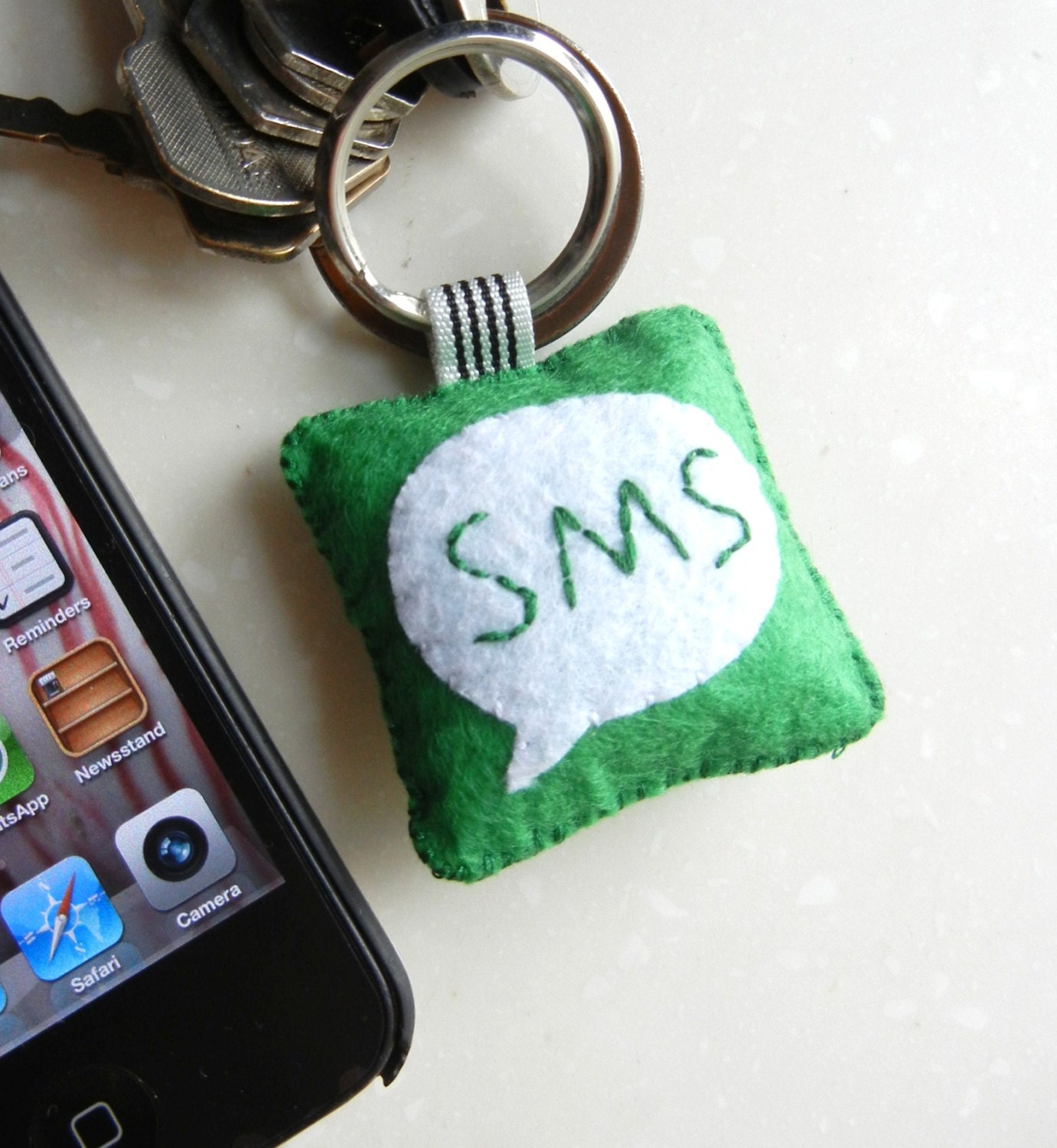 Handmade - Iphone Accessory -  Mobile Phone Charm - Key Holder - Bag Accessory - Screen Cleaner
