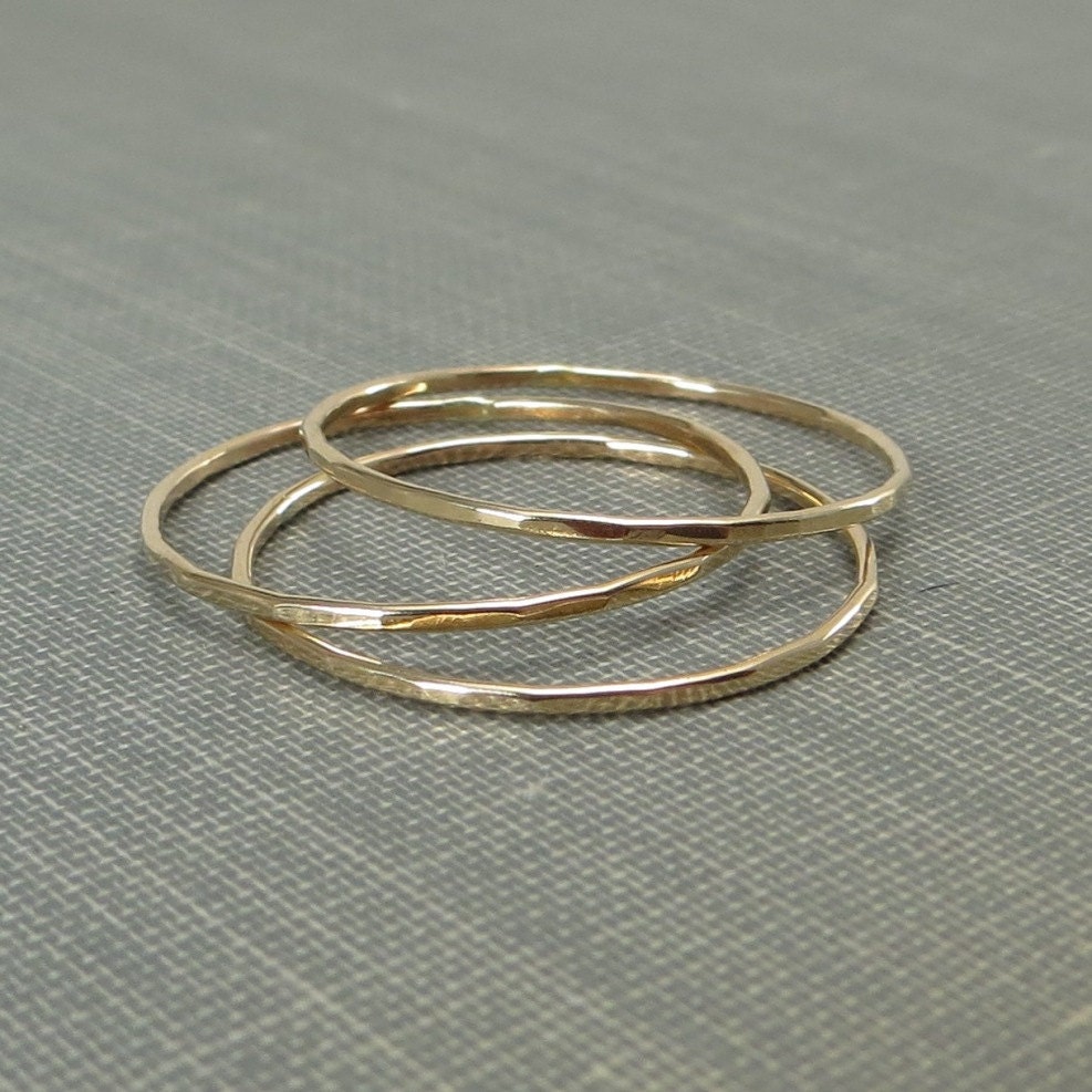 14K Gold Filled Stackable Rings - Super Slim - Set of 3 - Simple Modern Minimal Rings