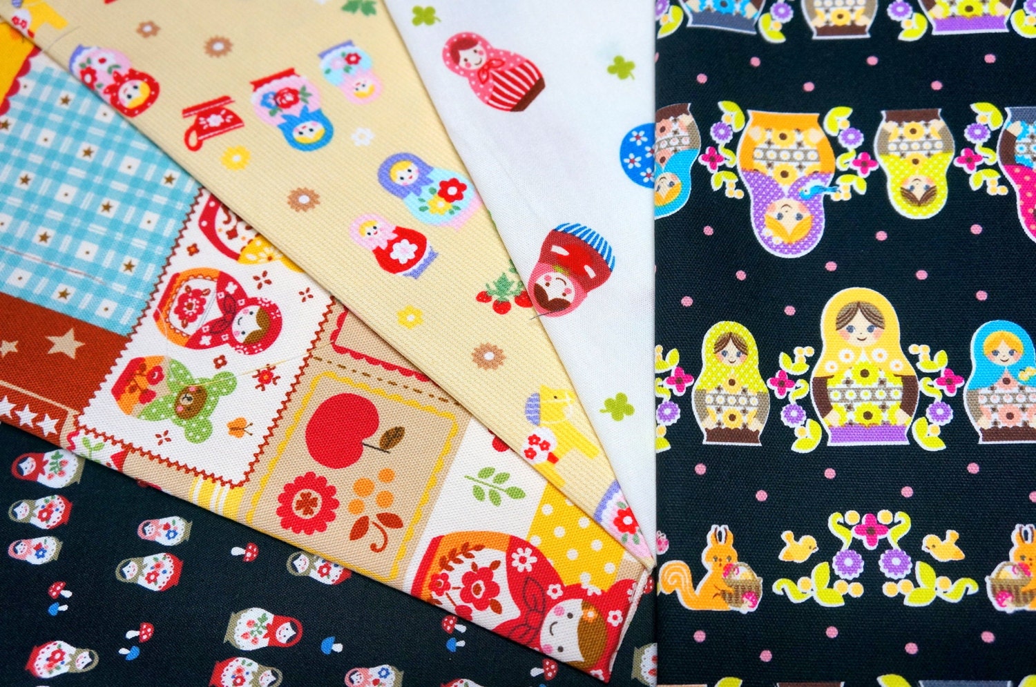Japanese Fabric  scraps  Matryoshka set RUS