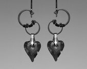 Neso II: Bold black and gray industrial wire wrapped earrings