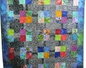 Throw Quilt in Black, White and Bright Batiks